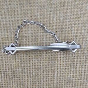 Vintage Silver Tie Bar with Chain